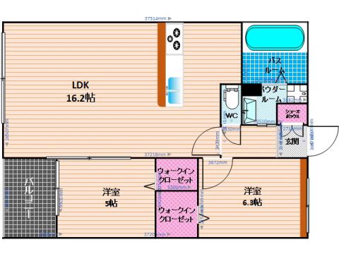 EREINA(2LDK/1階)の間取り写真