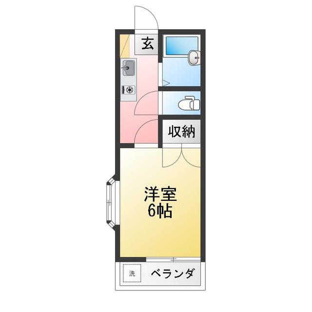 パレドールB(1K/2階)の間取り写真