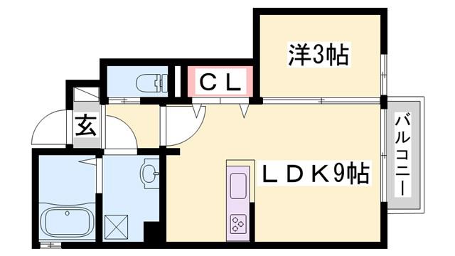 プラムコート(1LDK/1階)の間取り写真