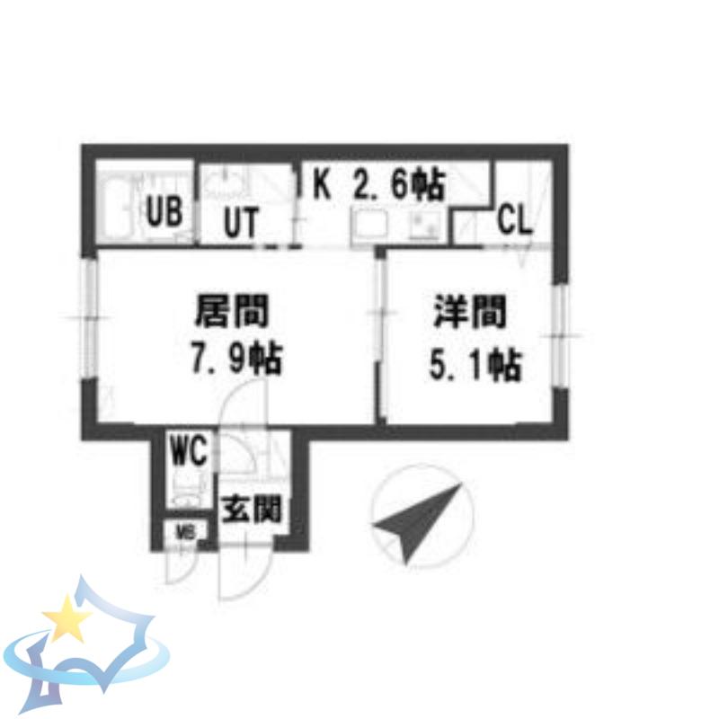 グランメール 24-C(1LDK/2階)の間取り写真