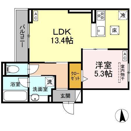 ラパーチェ(1LDK/1階)の間取り写真