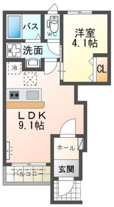 RIO MUND(1LDK/1階)の間取り写真