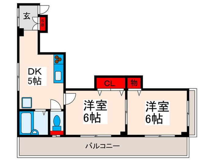礒野ビル(2DK/3階)の間取り写真