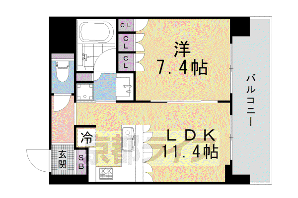 リーガル京都御所西V(1LDK/2階)の間取り写真