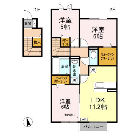WHITE WIT(3LDK/2階)の間取り写真