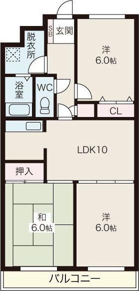 アビタシオン思水(3LDK/2階)の間取り写真