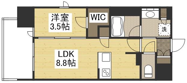 ルミナス磨屋町(1LDK/6階)の間取り写真
