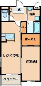 プレステージ中原東(1LDK/2階)の間取り写真