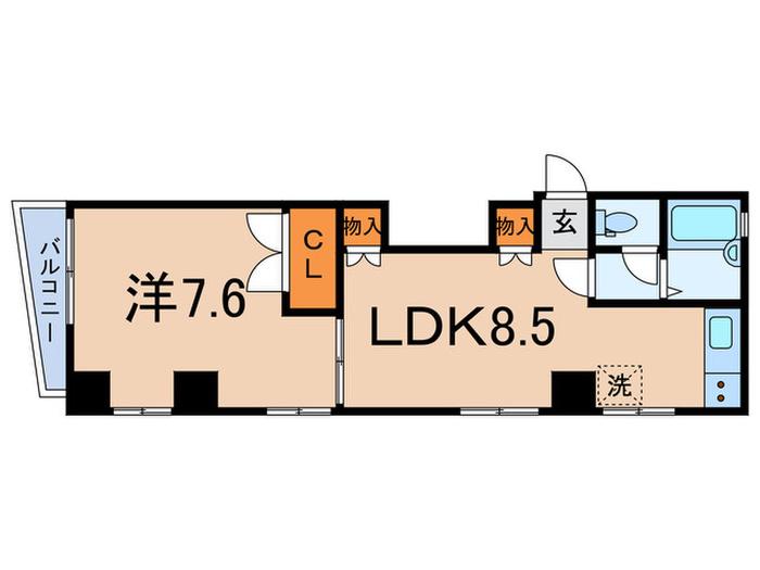 作田ビル(1LDK/4階)の間取り写真