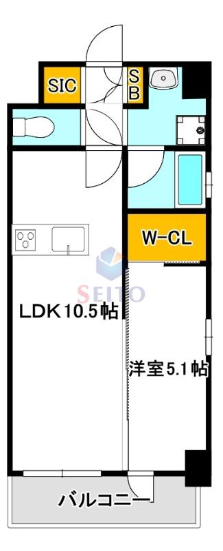 スプランディッド江坂III(1LDK/4階)の間取り写真