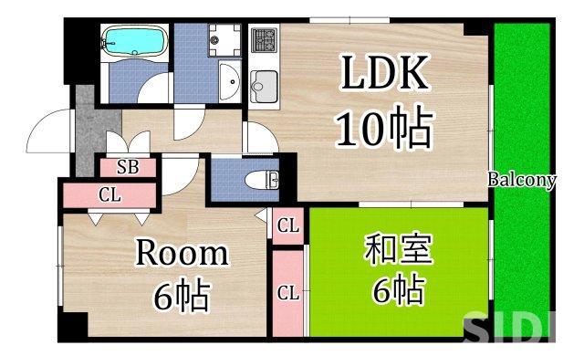 UスギモトII(2LDK/2階)の間取り写真