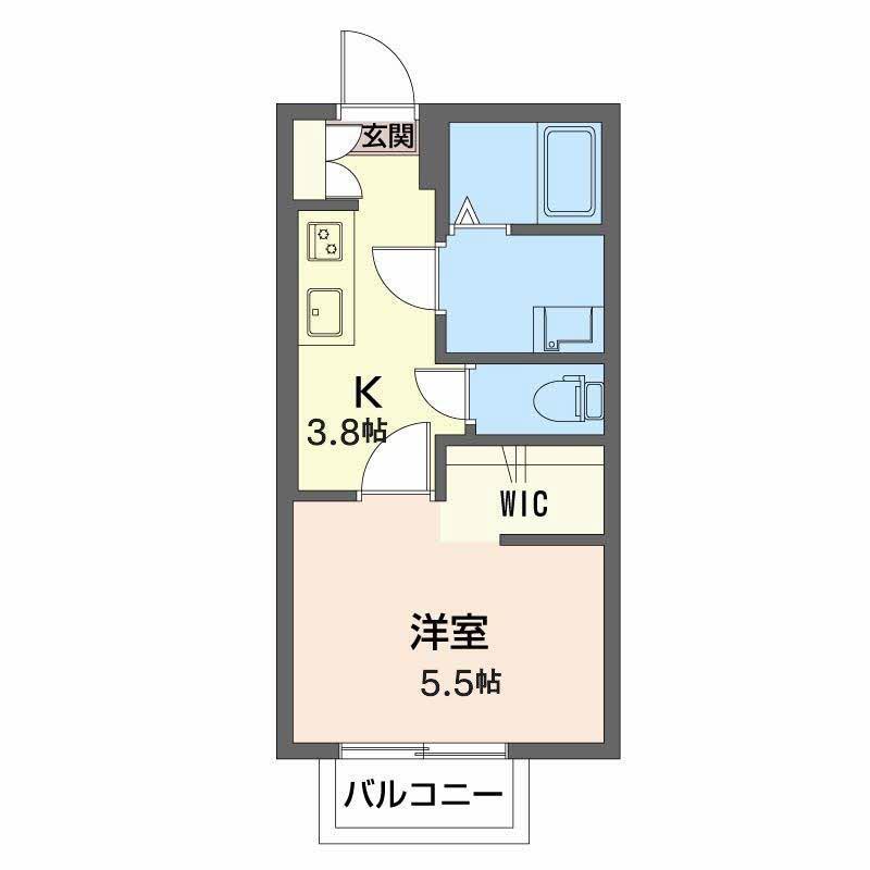 ドミール(1K/1階)の間取り写真