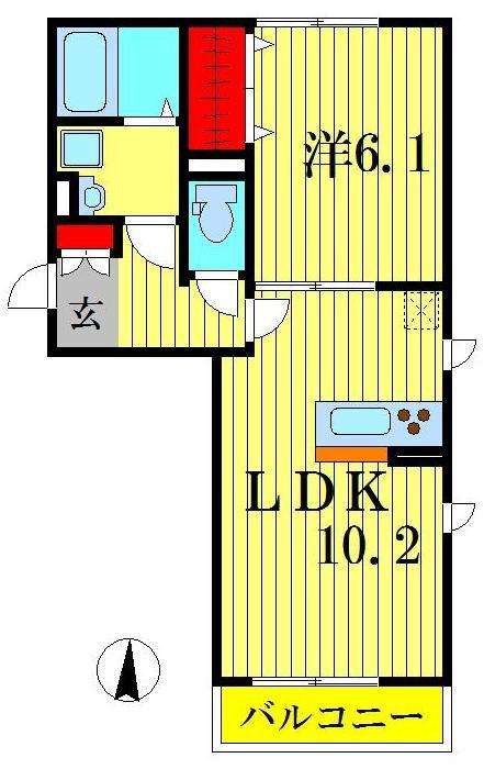 HANABUSA III(1LDK/2階)の間取り写真