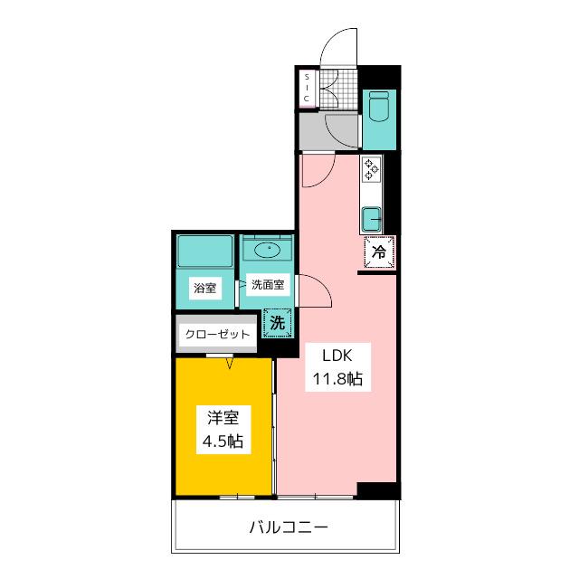 グラーティア相模原(1LDK/3階)の間取り写真