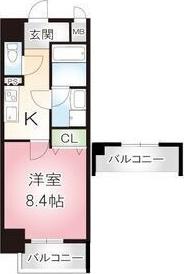 ECRIN 上前津(1K/6階)の間取り写真