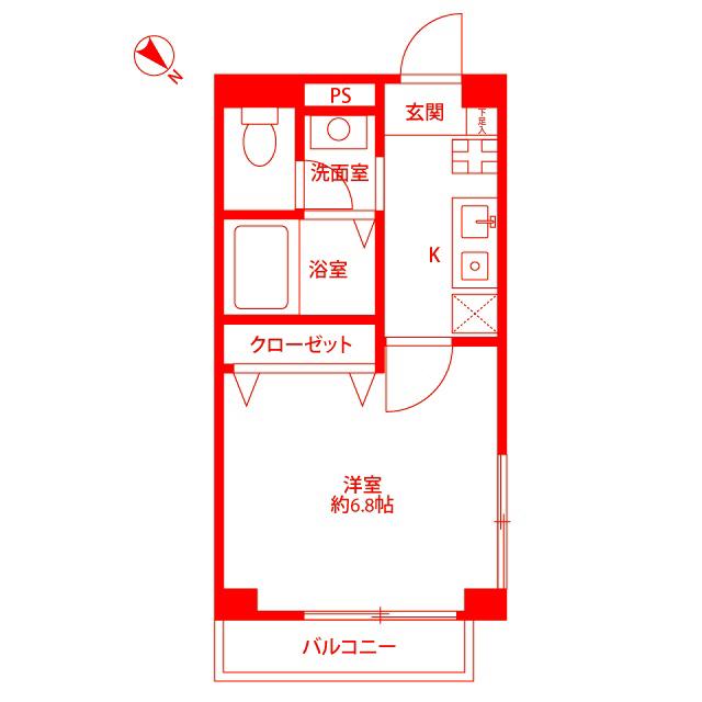 アンプルールフェール上永谷(1K/1階)の間取り写真