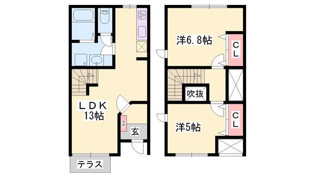 ノーブル東山(2LDK/1階)の間取り写真