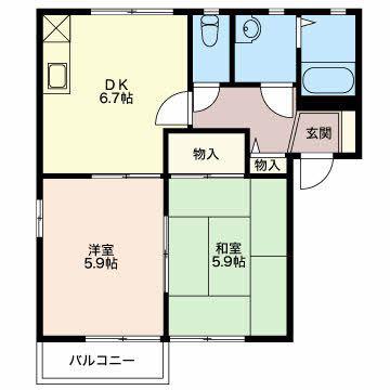 ラポールカイト(2DK/2階)の間取り写真