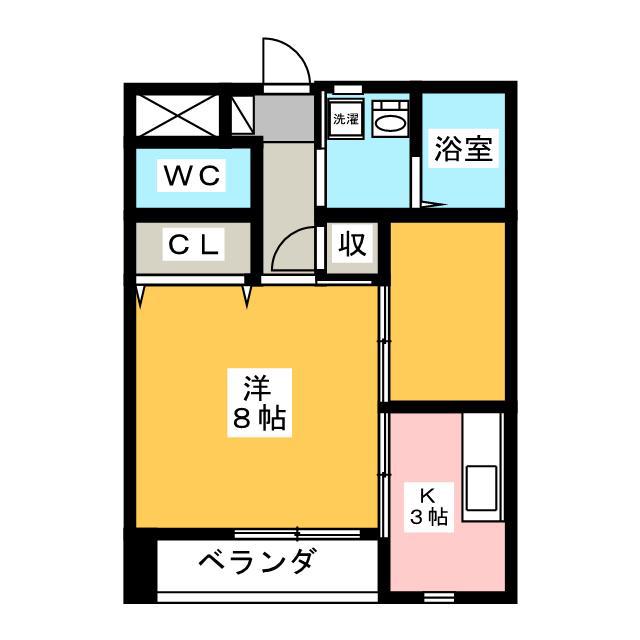 タキオンA(1K/1階)の間取り写真
