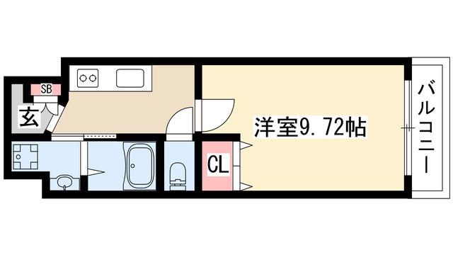 プロシード千代田(1K/4階)の間取り写真