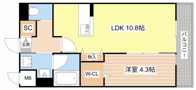 エクリプス(1LDK/3階)の間取り写真