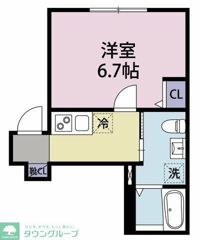 エフテラス井土ヶ谷(1K/2階)の間取り写真