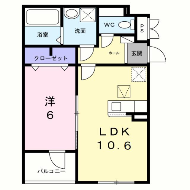 ヒカルサ岸和田畑町(1LDK/1階)の間取り写真