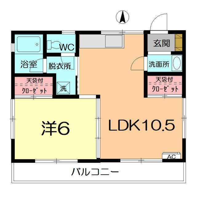 コーポ冨田II(1LDK/2階)の間取り写真