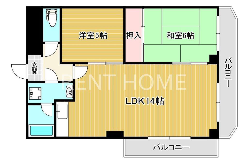 レジデンスOGAWA(2LDK/4階)の間取り写真