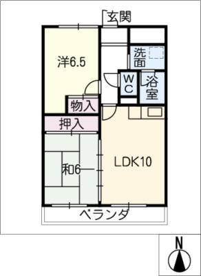 ハイツアミュー(2LDK/2階)の間取り写真