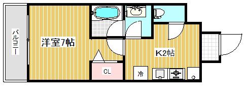 シティスパイア神戸元町1(1K/3階)の間取り写真