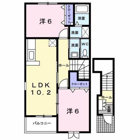 ハーモヴィラ(2LDK/2階)の間取り写真