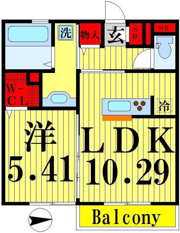 クレールVIII(1LDK/2階)の間取り写真