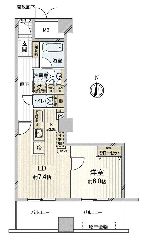 コア本町(1LDK/5階)の間取り写真
