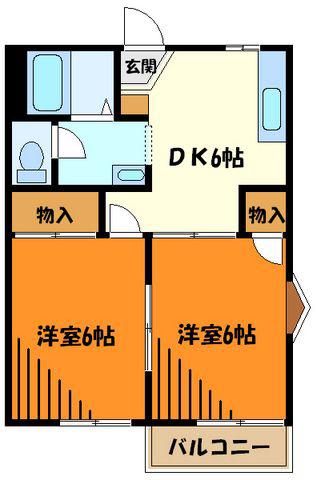 グリーンハウスハシモトA(2DK/1階)の間取り写真