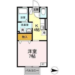 サニーコート D棟(1K/2階)の間取り写真