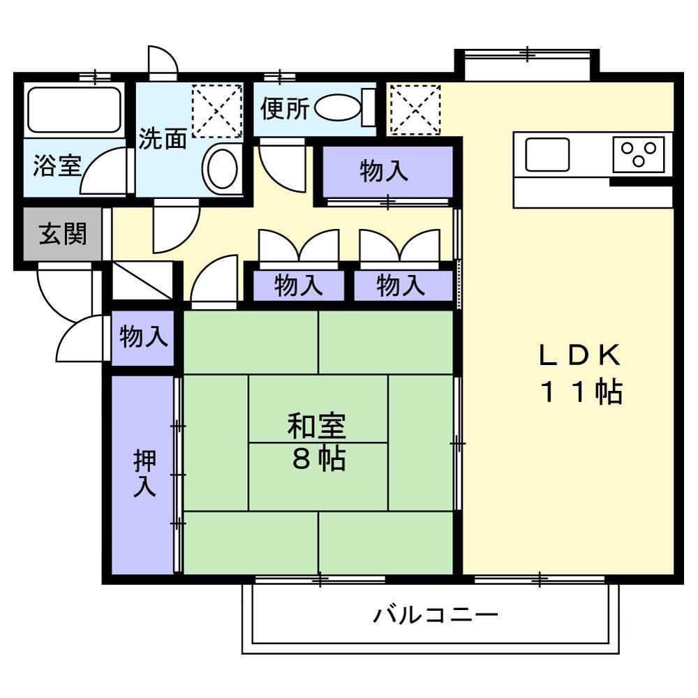 ヴィラエスポワールA(1LDK/2階)の間取り写真