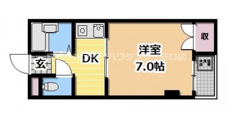メイゾンV(1DK/4階)の間取り写真