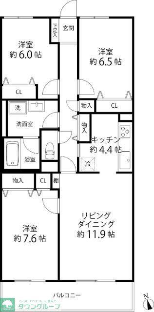 TRガーデン(3LDK/5階)の間取り写真