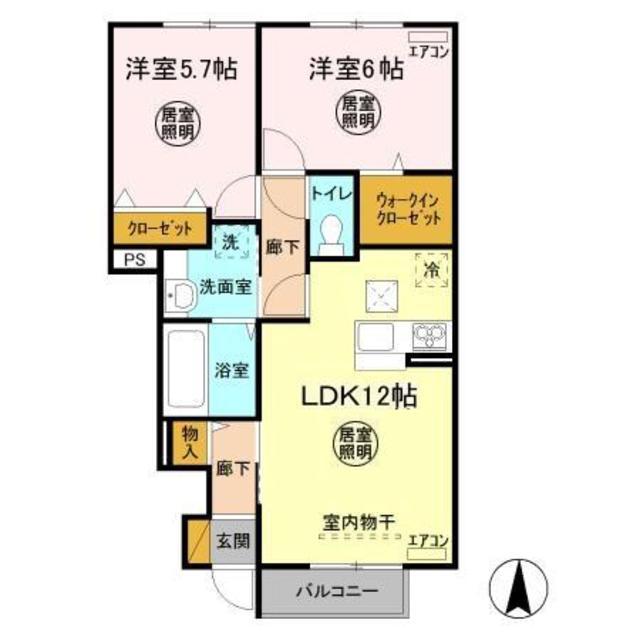 ル・ジャルダン AB(2LDK/1階)の間取り写真