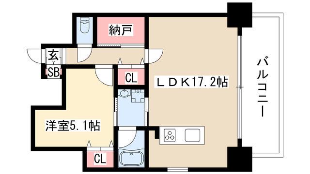 ポルタニグラ大須(1SLDK/11階)の間取り写真