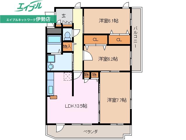 常磐町MS(3LDK/1階)の間取り写真