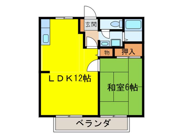 グリーンヒルⅡ(1LDK/2階)の間取り写真