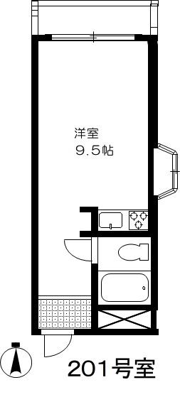 桜の木ヨシノ(1K/2階)の間取り写真