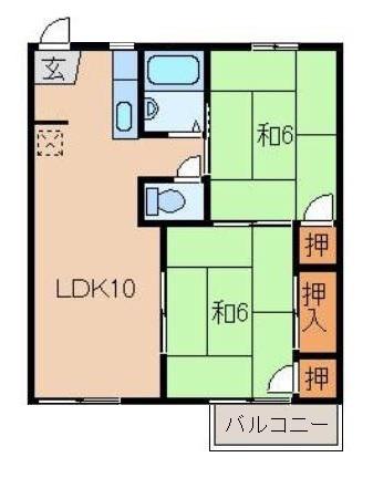 いけじりハイツ(2LDK/2階)の間取り写真