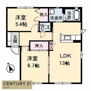 MYメゾン みらいえ A(2LDK/2階)の間取り写真