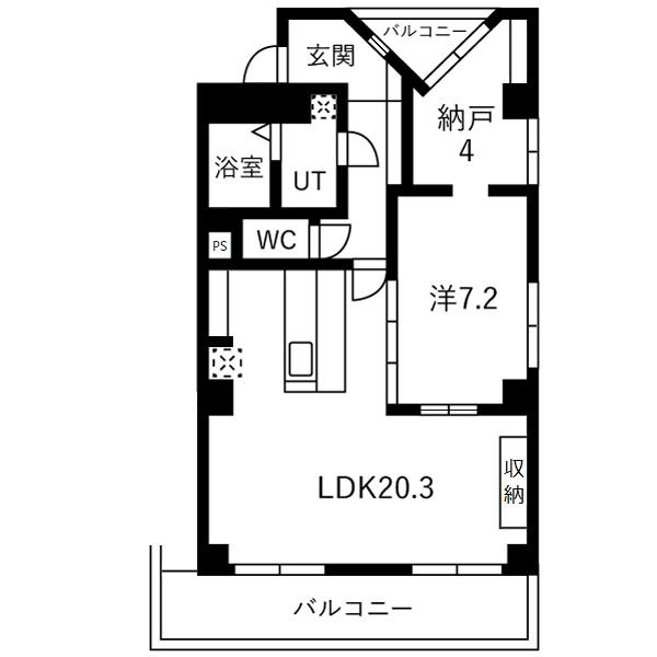 プラザフェニックス神宮(1LDK/7階)の間取り写真