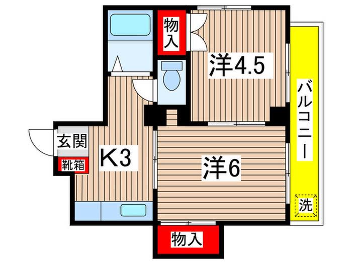 第1広田マンション(2K/4階)の間取り写真