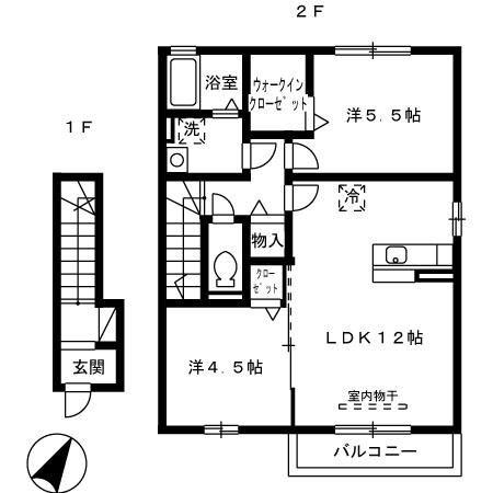 ベルタひびきの(2LDK/2階)の間取り写真