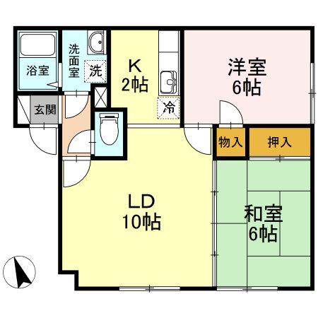VERDYKITANOAB(2LDK/1階)の間取り写真